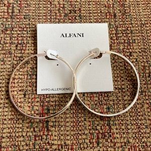 NWT ALFANI Silver Tone with Yellow Enamel Large 2” Hoop Earrings, Hypoallergenic